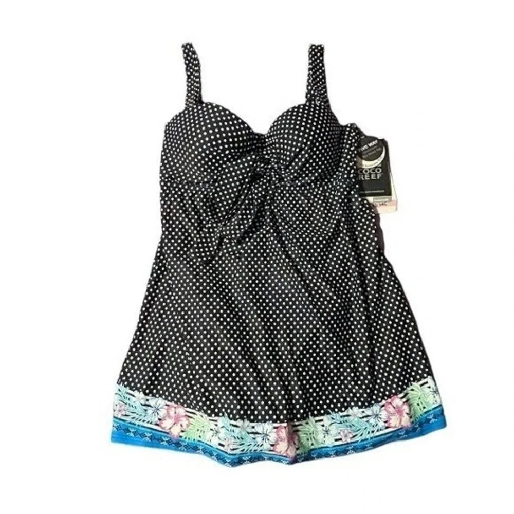 NWTD Coco Reef Five Way 36 38D Halter Underwired Polka Dot Swimsuit 130347 - Picture 5 of 7
